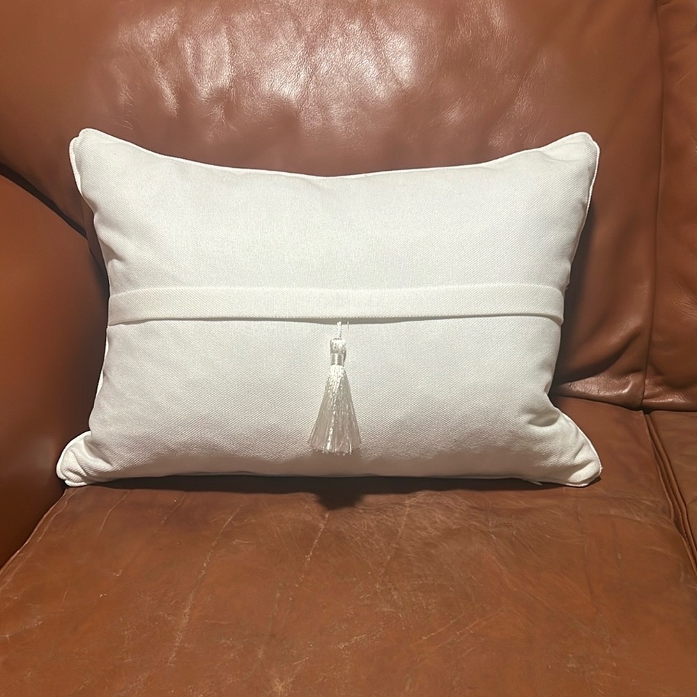 Elegant White Pillow with Tassel and removable cover
